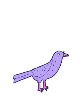 Tatlı çizgi film karakteri kuşunun zıplama hareketi animasyonu