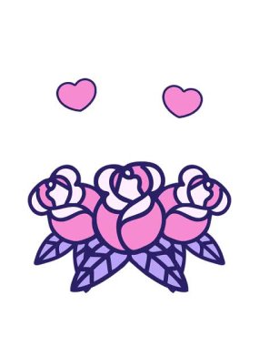 dönen kalpler bir buket çiçeğin çiziminin animasyonu