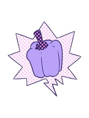 Çizgi roman tarzı konuşma baloncuklu taze organik biber çizgi filminin basınçlı animasyonu