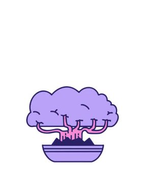 jumping motion animation of japanese bonsai tree in shallow pot design