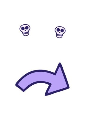 dönen kafatasları işaret eden bir okun çizgi filmlerinin animasyonları