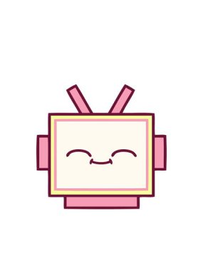 Yanıp sönen radyal çizgiler parlak renkli şirin bir robot kafasının animasyonu