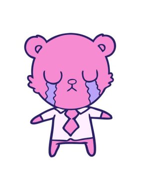 Ağlayan çizgi film ayısının hareketli animasyonu