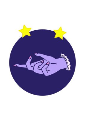 dönen yıldızlar bir el tasarımının dövme şeklinin animasyonu