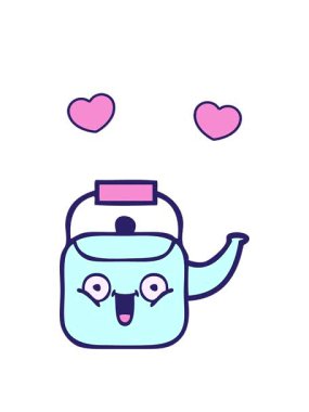 dönen kalpler tatlı bir su ısıtıcısının çizgi filminin animasyonu