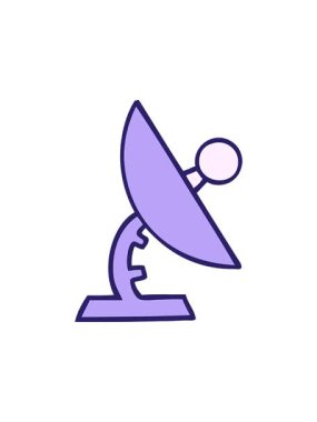 Uydu anteninin sevimli çizgi filminin dönen hareketli animasyonu