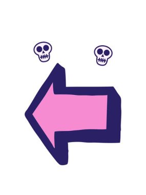 sivri uçlu bir okun karikatür çiziminin kafatası animasyonu