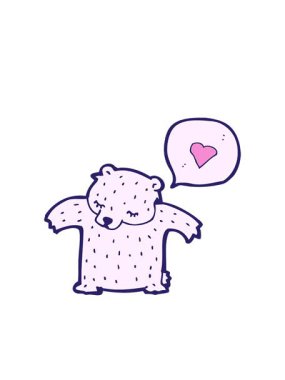 Yanıp sönen radyal çizgiler. Karikatür kutup ayısının aşk dolu kalbi canlandırması.