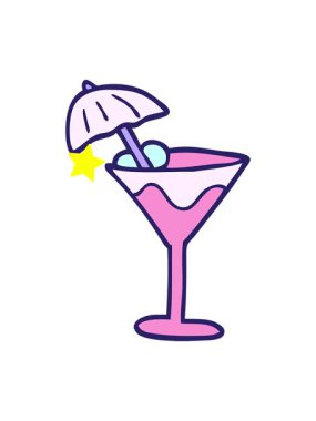 Parıldayan yıldızlar çizgi film martini içeceğinin animasyonunu etkiler.