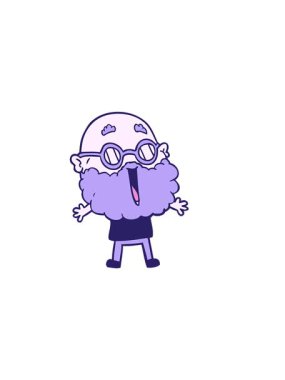 Çizgi film karakteri sakallı neşeli adamın yatay titreşimli animasyonu