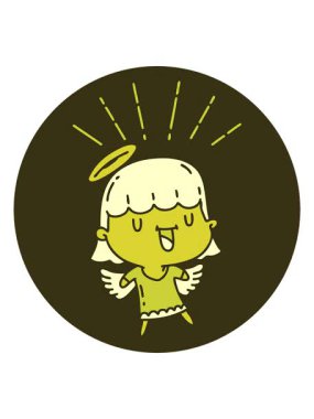 Dövme stili şarkı söyleyen bir meleğin renkli animasyonu