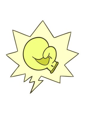 Konuşma baloncuklu boks eldiveni çizgi filminin renk animasyonu değişiyor