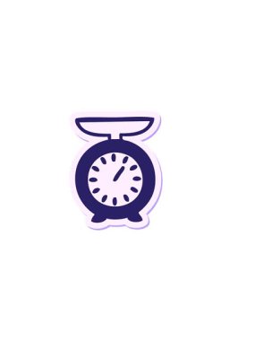 Yatay olarak titreşen bir çizgi film çıkartmasının boyutu.