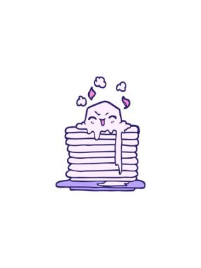 Elle çizilmiş çizgi film tereyağı kreplerin üzerinde eriyor.