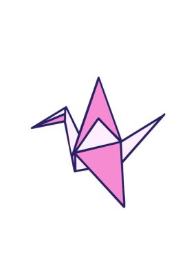 Yanıp sönen radyal çizgiler Japon katlanmış kağıt origami vinç animasyonu