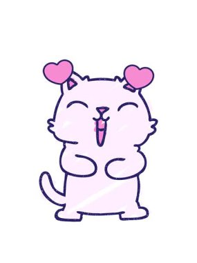 Tatlı Kedi Tebeşiri Çiziminin dönen kalp animasyonu