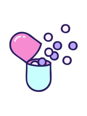 Retro Tattoo Biçiminin hareketli animasyonu açık tıbbi kapsül hapını patlattı