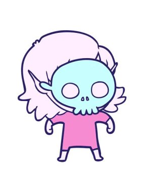 Kafatası maskesi takan mutlu elf kızı hareketli animasyonu