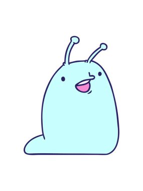 Tatlı bir kawaii sümüklü böceğinin çizgi film canlandırmasını salla ve duraklat