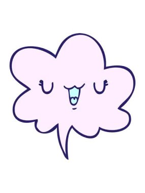 Konuşma baloncuğu ile sevimli mutlu çizgi film yüzünün canlandırmasını göster