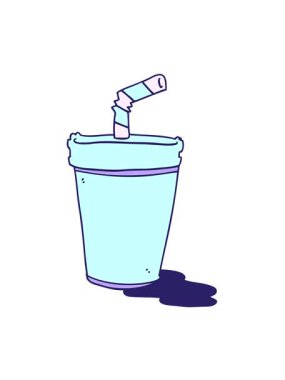 Karikatür soda bardağının titreşimli hareketi