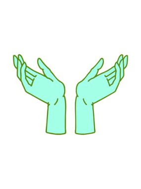 Parlak renkli açık ellerin ikonik dövme stili görüntüsünün dönen hareket animasyonu