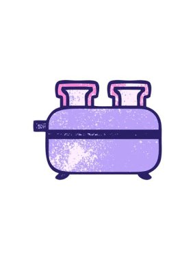 Çift tost makinesinin eski grunge doku çizgi filminin hareketli animasyonu