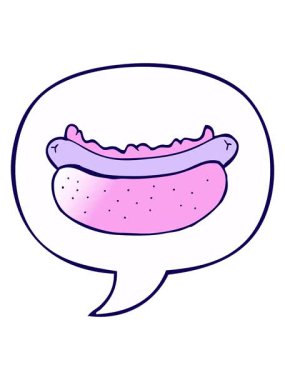 neon ışık efektleri çizgi film sosislisinin konuşma baloncuklu yumuşak gradyan stili animasyonu