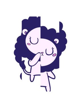 Çizgi film aslanının bölünen hareketi