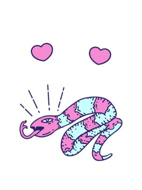 dönen kalpler geleneksel dövme stili tıslayan yılan çiziminin canlandırması