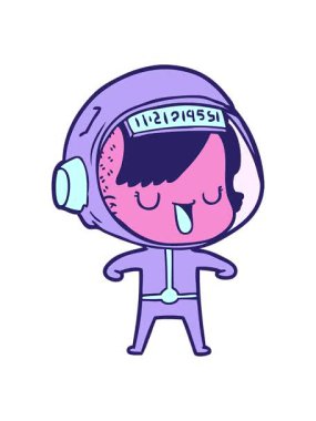 Çizgi film astronot kadının hareketli animasyonu