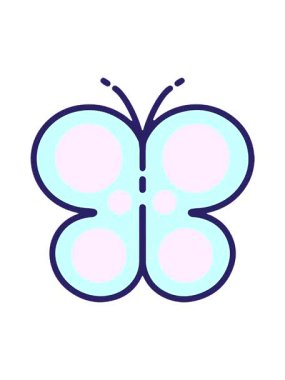 Basit kelebek çizgi filminin dönen hareketli animasyonu