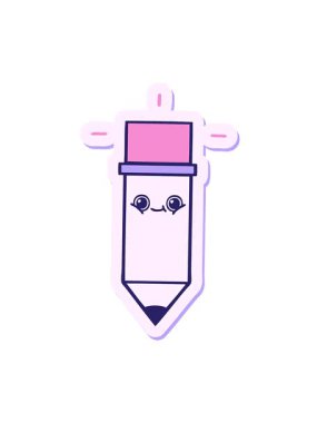 Sevimli bir karikatür kaleminin çıkartmasının titreşimli hareket animasyonu