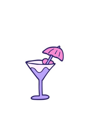 Çizgi film karalama kokteylinin zıplama hareketi animasyonu