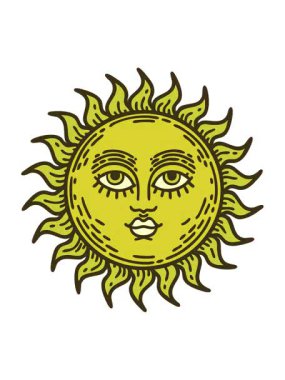 Yüzü dövmeli güneşin renk animasyonu