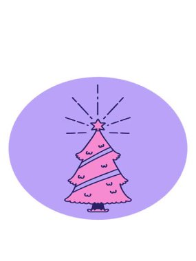 Dövme stili yılbaşı ağacının yıldızlı hareketli animasyonu