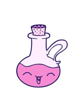 Çizgi filmin parlak ışık efekti Mutlu zeytinyağı şişesi