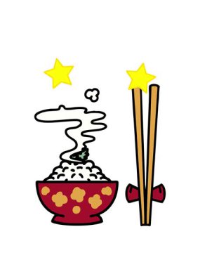 dönen yıldızlar buharda pişen pirincin desenli kasede canlandırılması