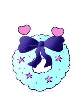 Karikatür çizilmiş Noel çelengi için dönen kalp animasyonu