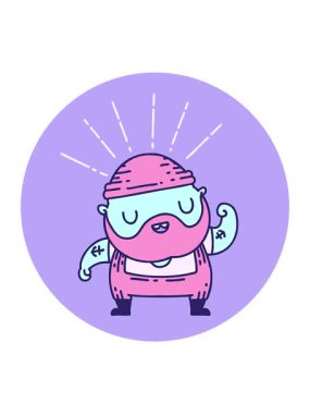 Dövme stili sakallı bir adamın kol kaslarını esneten bir ikonunun basınçlı canlandırması