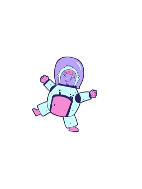 Astronot çizgi filminin yatay titreşimli animasyonu