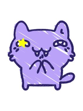 Parlayan yıldızlar Kedi Tebeşiri Çizim Tasarımı 'nın animasyonunu etkiler