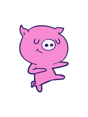 Mutlu çizgi film domuz dansının hareketli baskısı