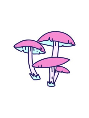 Dikkat çekici çizgi film mantarları vahşi ve özgür büyüyor.