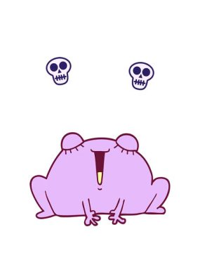 parlak renkli çizgi film karakteri kurbağanın kafatası animasyonu