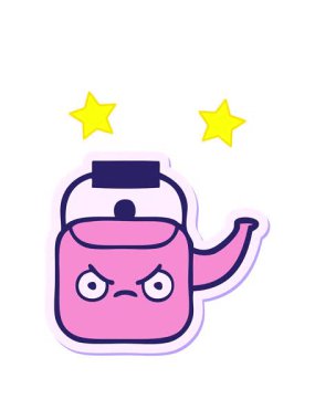 dönen yıldızlar sevimli bir karikatür çaydanlığının çıkartmasının canlandırması