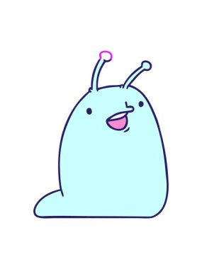 Sevimli bir kawaii sümüklü böceğinin çizgi film çizimlerini canlandırın.