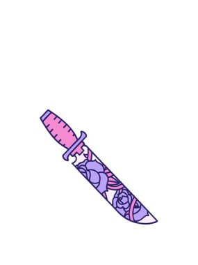 Dövme stili hançer ve çiçeklerin animasyonunu genişletiyor