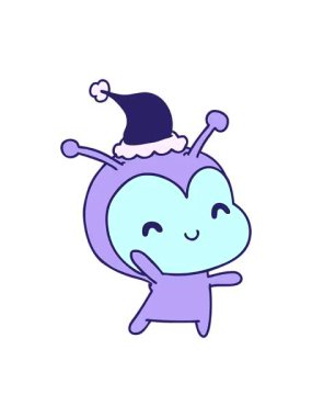 el animasyonunun pikselleştirilmesi Kawaii uzaylısının noel karikatürü