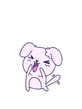 Tatlı bir kawaii köpeği çizgi filminin canlandırması.